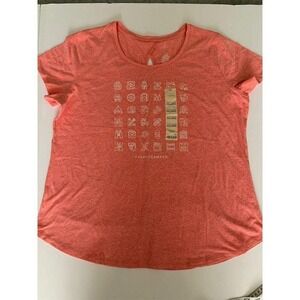 St.‎ John's Bay Women's 2XL Red Short Sleeve T-Shirt #HappyCamper Graphic